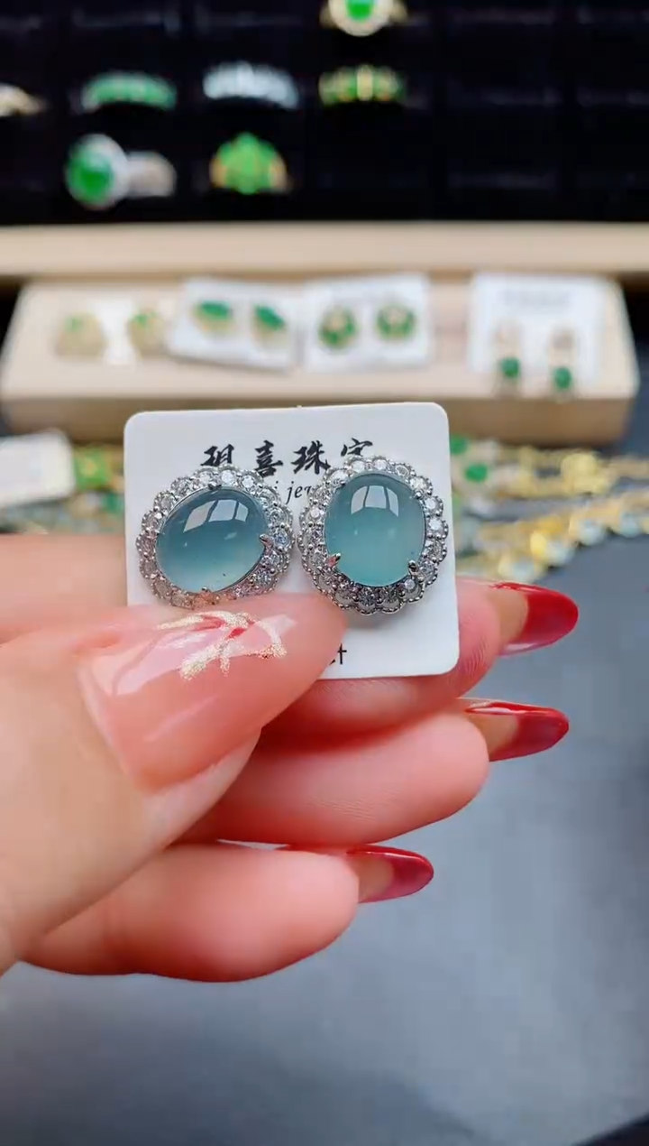 【闪购商品】翡翠耳饰银S925镶嵌50870550