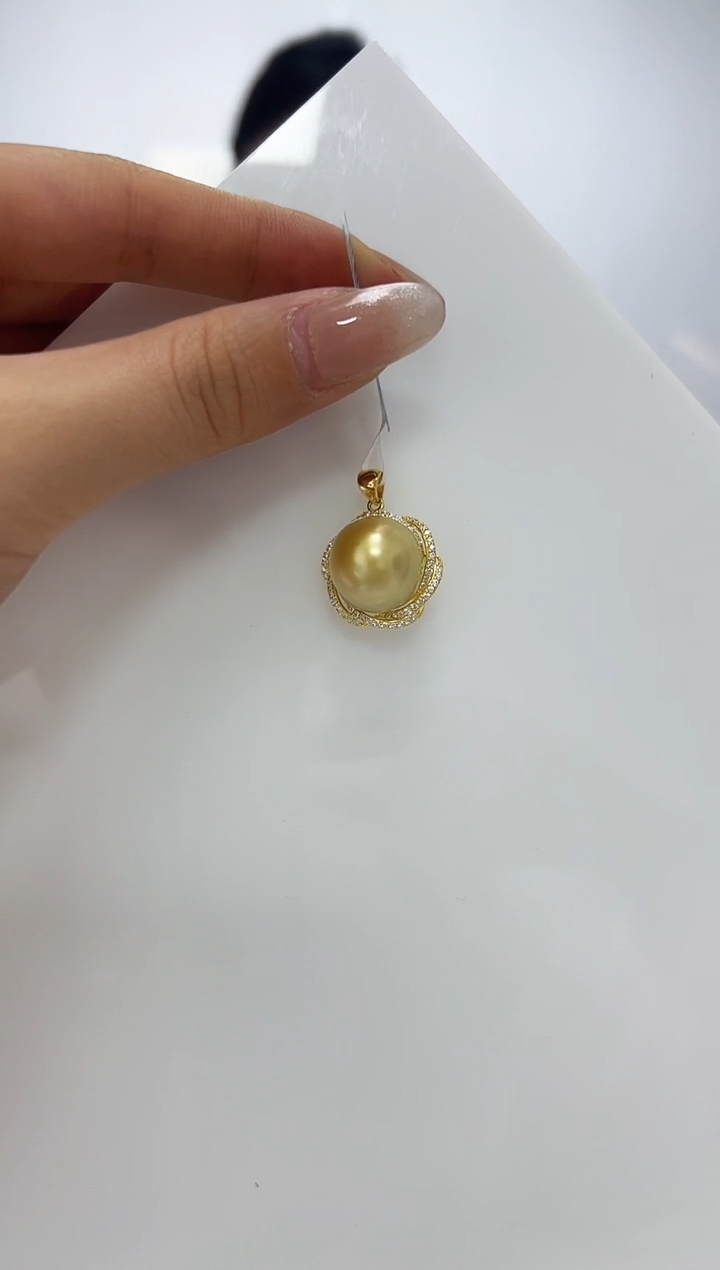 【闪购商品】海水珍珠DA银S925镶嵌V2713 金珠吊坠 14