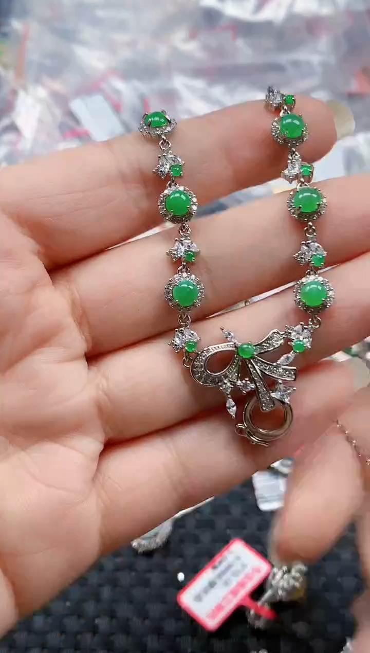 银S925镶嵌戒指翡翠天然A货缅甸翡翠