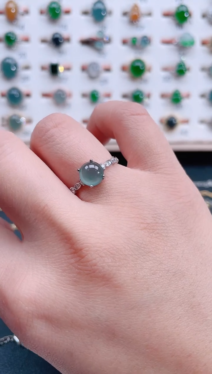 银S925镶嵌戒指翡翠天然翡翠