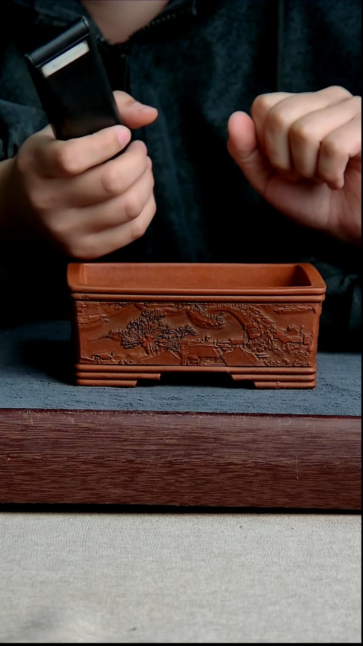 紫砂花盆13.5*10*4.8内径紫砂花盆