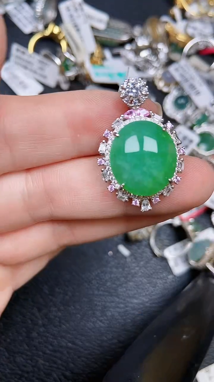 颈饰银S925镶嵌翡翠0038