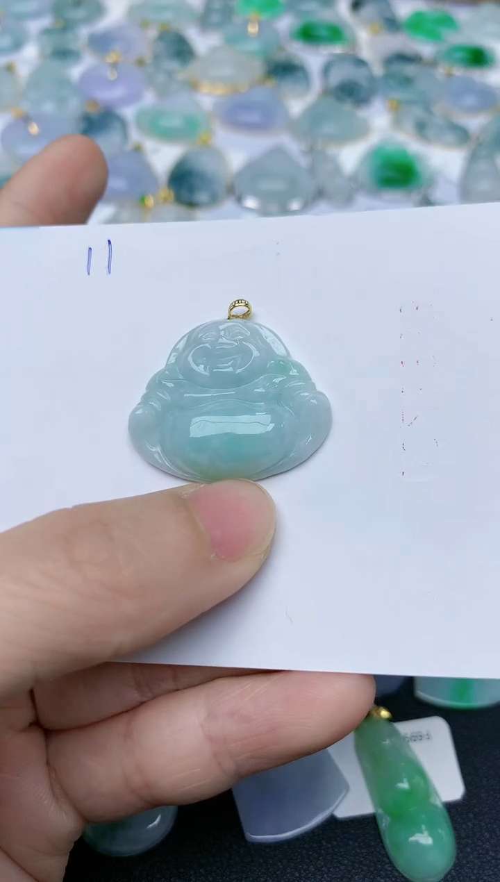 【闪购商品】翡翠颈饰18K金镶嵌天然翡翠A货    