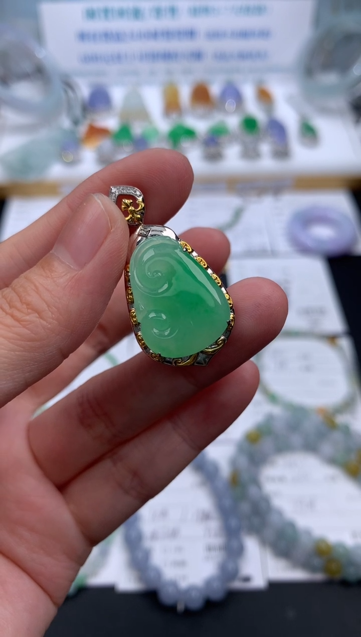 【闪购商品】定制翡翠18K金镶嵌模式推广期24小时鉴赏期