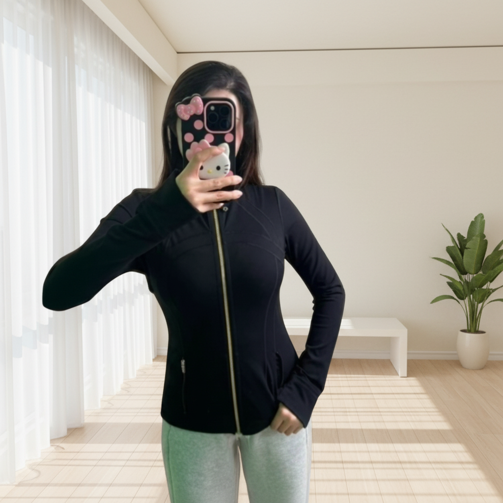 立领修身瑜伽服长款薄款-