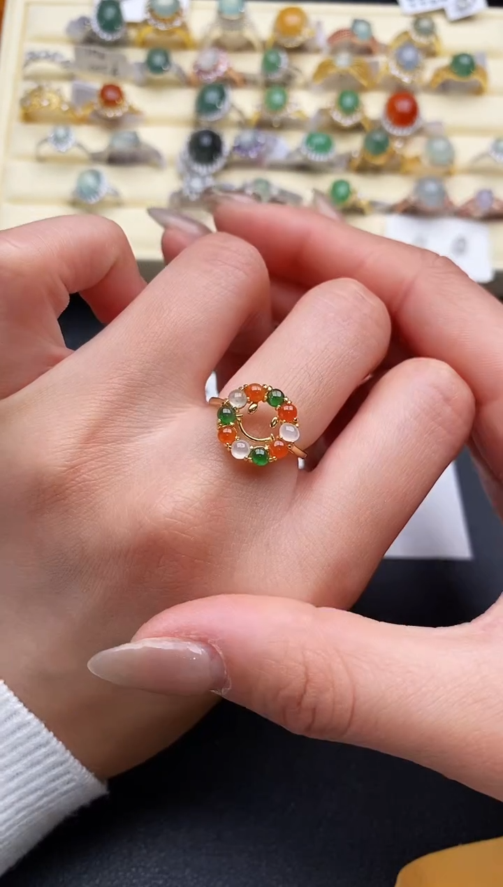 【闪购商品】翡翠戒指银S925镶嵌11111111+9