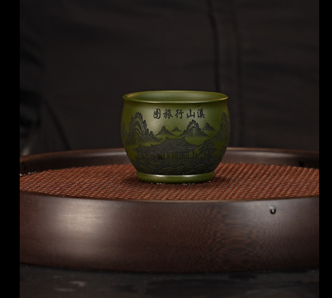 宜兴原矿紫砂民国绿泥主人杯80cc