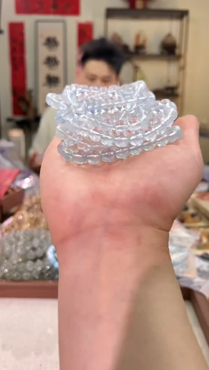 合成（培育）海蓝宝石未镶嵌9mm+超圣玛利亚海蓝宝（多样性发其一）