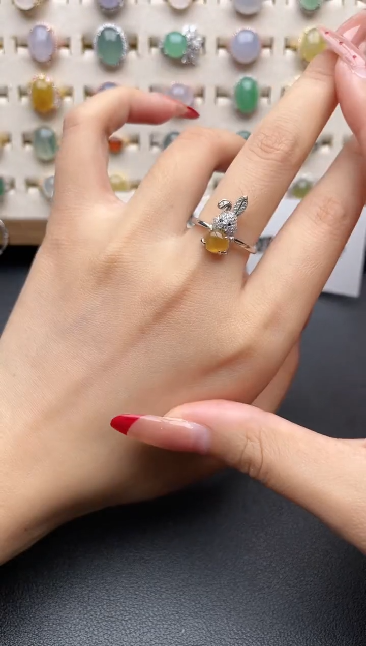 【闪购商品】翡翠戒指银S925镶嵌一物一证一礼盒