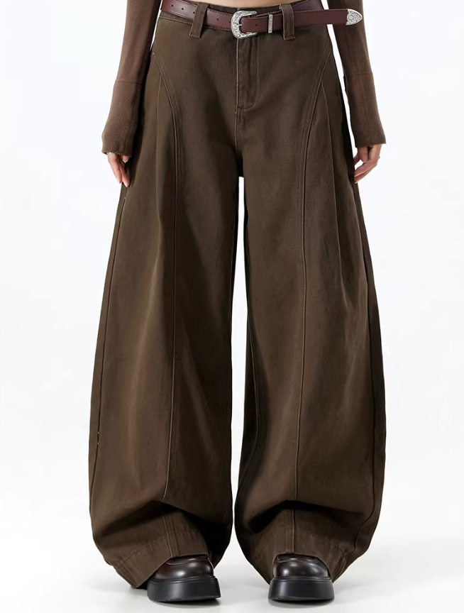 1261-1270冬季高腰显瘦雪尼尔阔腿裤秋冬加绒麦穗纹针织休闲裤春