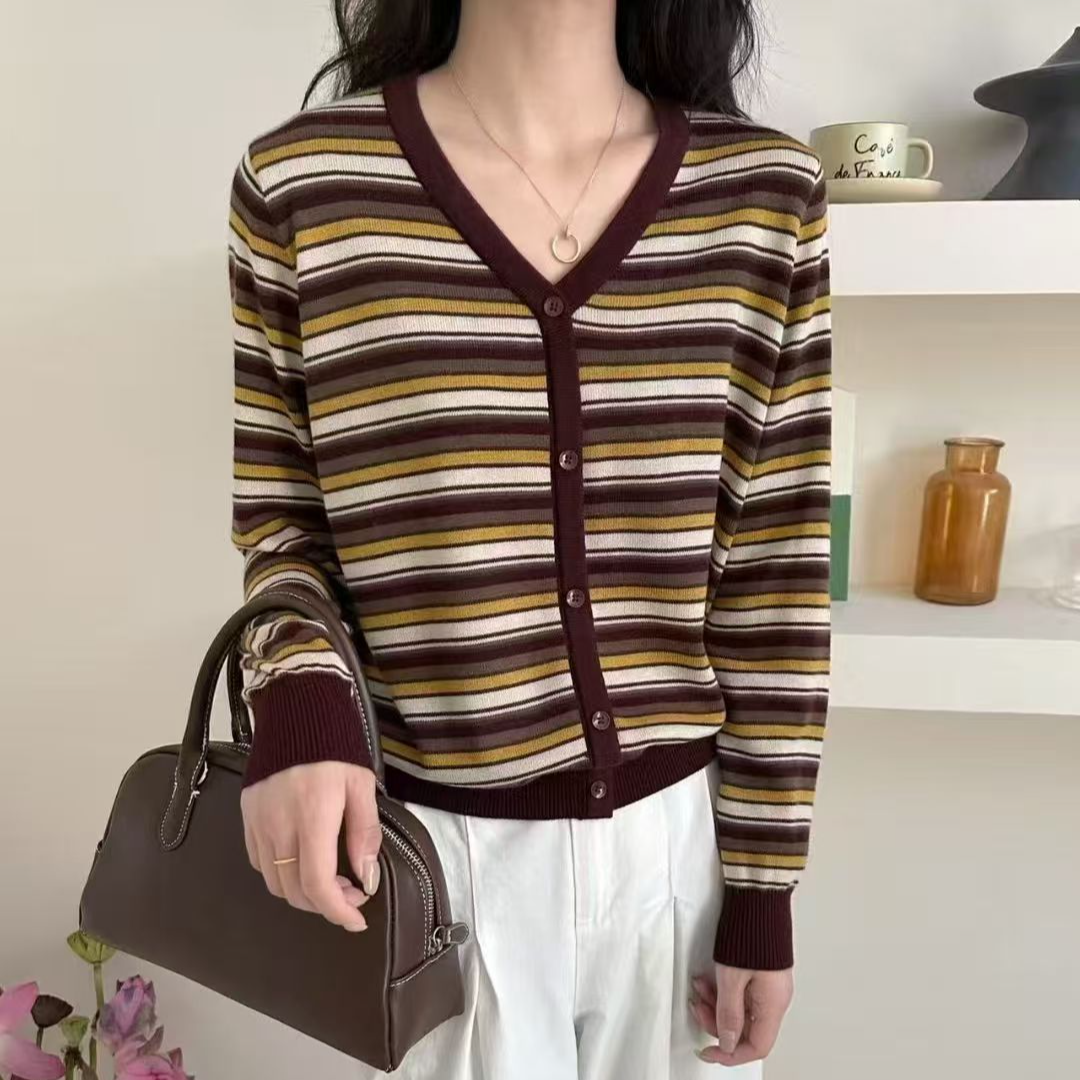【秋风落叶】小个子早秋针织开衫外套女生外搭短款484
