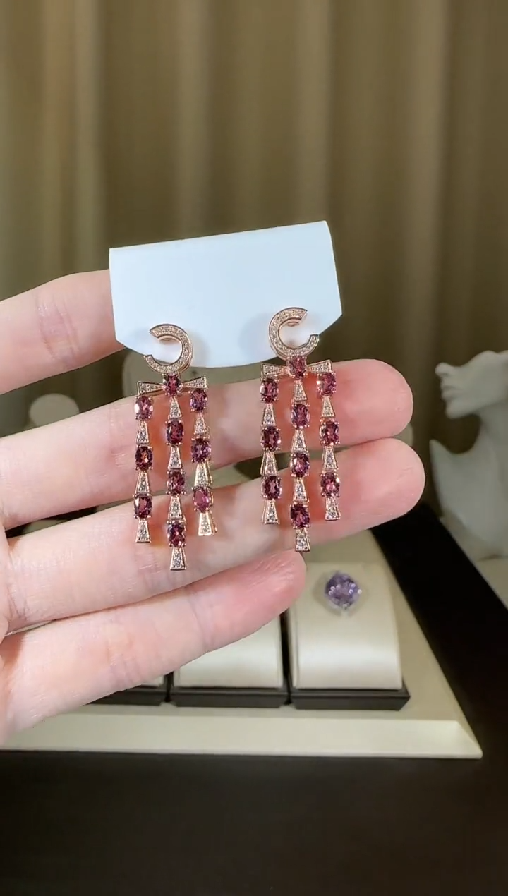 【闪购商品】石榴石耳坠银S925镶嵌设计款