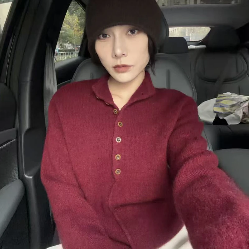 【高原之爱】百百牦牛绒文艺风纯色半高领慵懒风开衫GA5X049