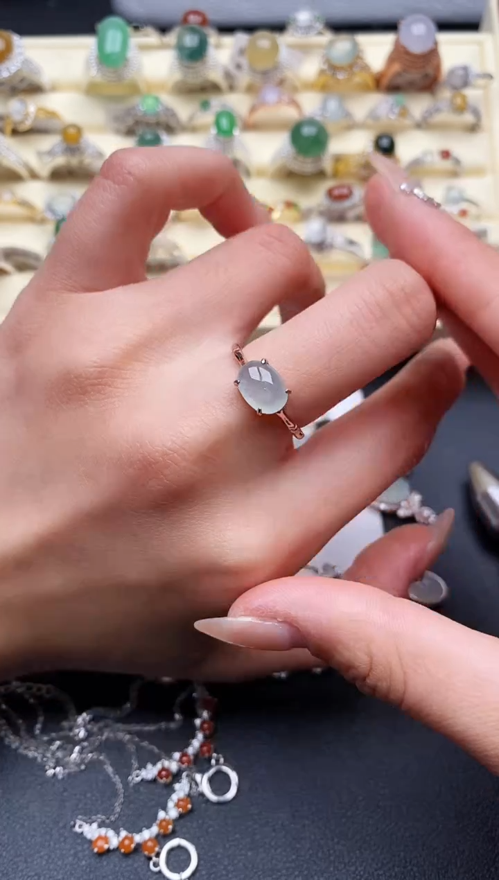 【闪购商品】翡翠戒指银S925镶嵌777777+1