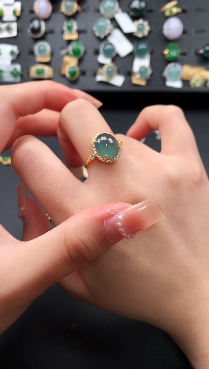 【闪购商品】翡翠戒指银S925镶嵌52141