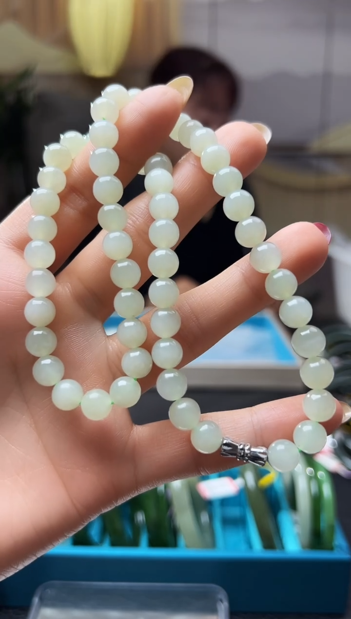 颈饰未镶嵌和田玉和田玉蜂蜜水妈妈链8mm