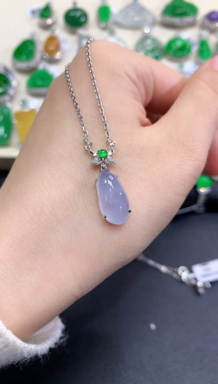 【闪购商品】翡翠颈饰18K金镶嵌D6    紫货有色差