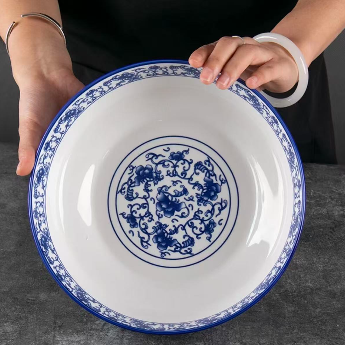 9英寸青花瓷大汤碗面碗一个