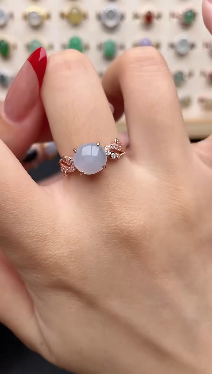 【闪购商品】翡翠戒指银S925镶嵌一物一证一礼盒