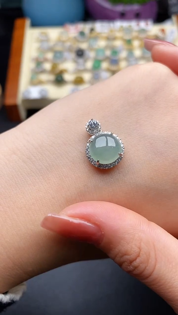 翡翠银S925镶嵌戒指5555555+6
