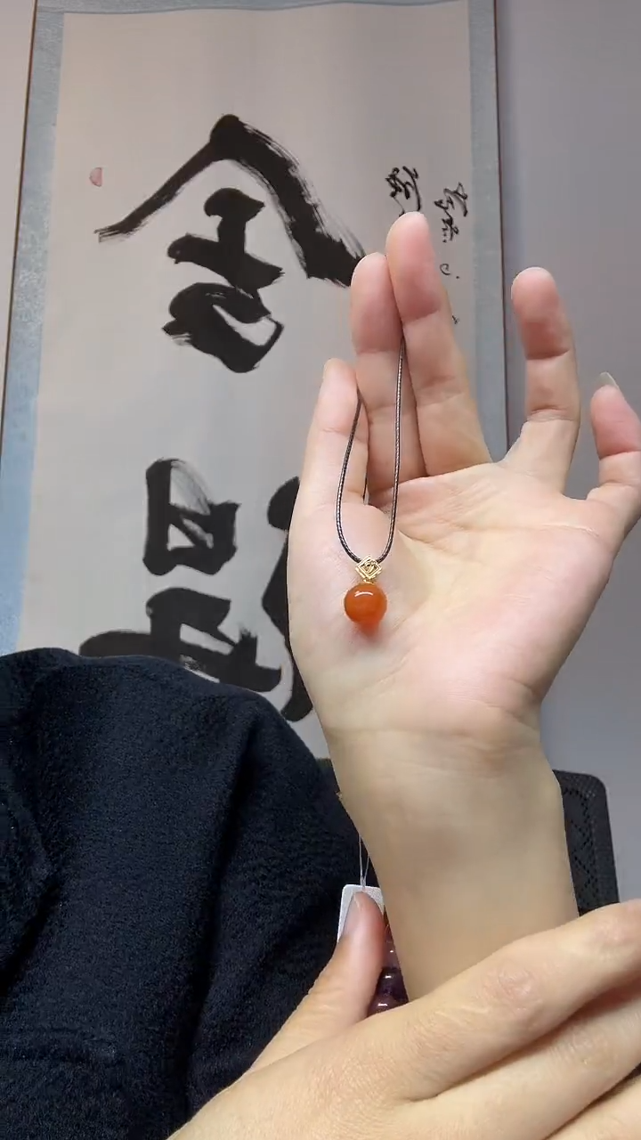 吊坠(不含链)银S925镶嵌南红玛瑙单珠卡10