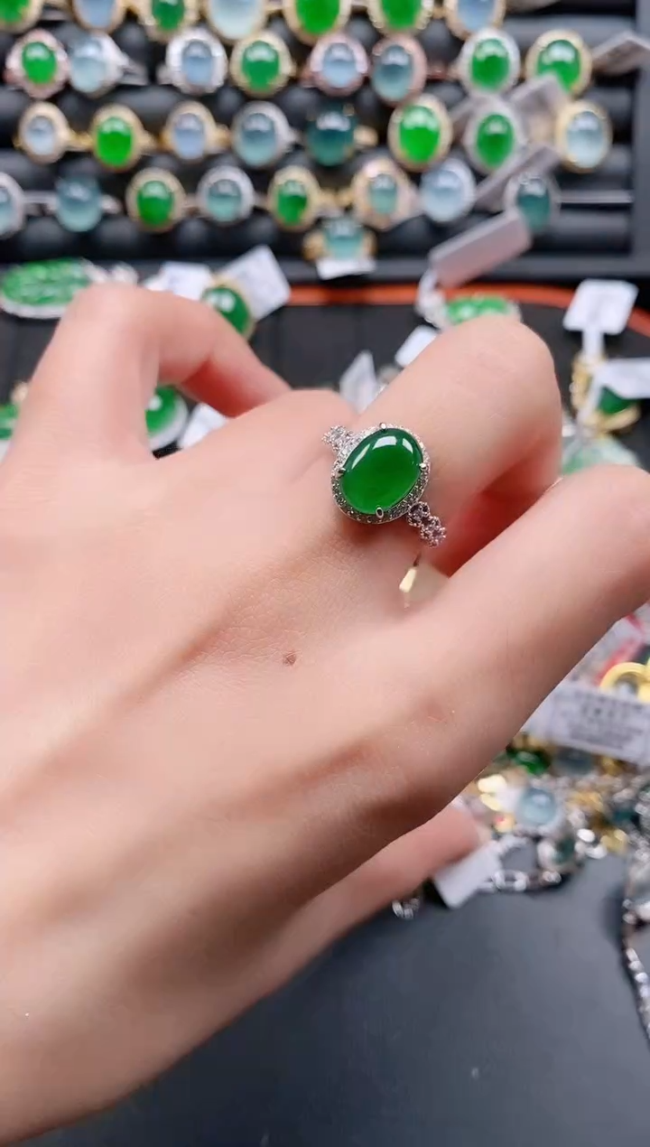 银S925镶嵌戒指翡翠111