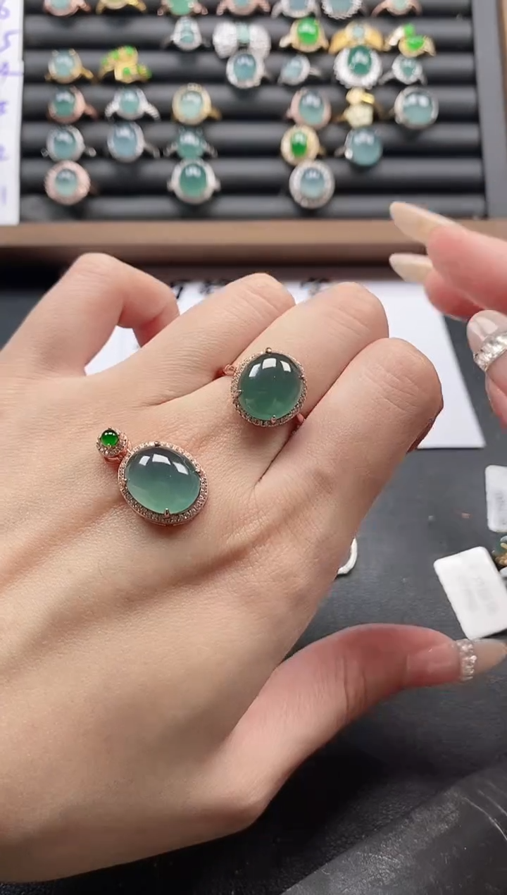 银S925镶嵌戒指翡翠51511