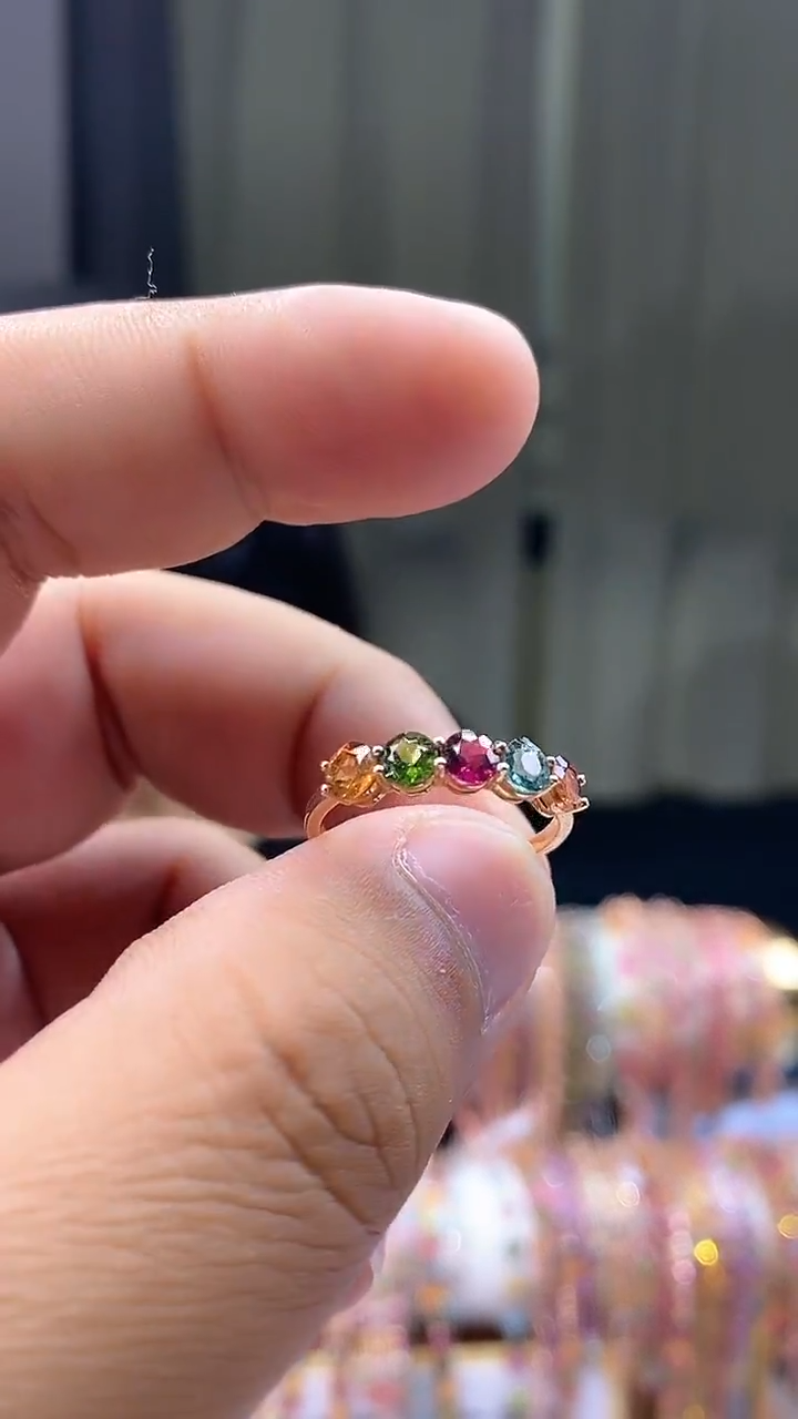 【闪购商品】碧玺戒指银S925镶嵌534354354345