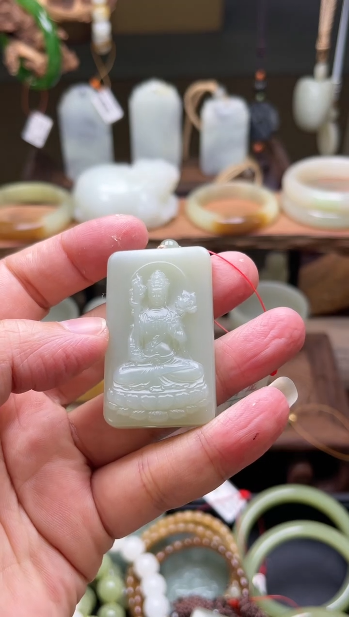 【闪购商品】和田玉吊坠未镶嵌D且末青白玉文殊900467