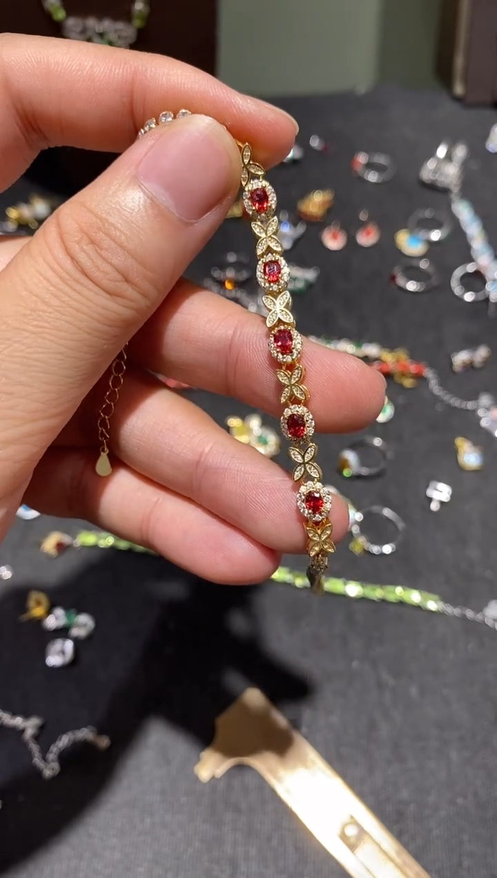 手链蓝宝石银S925镶嵌手链