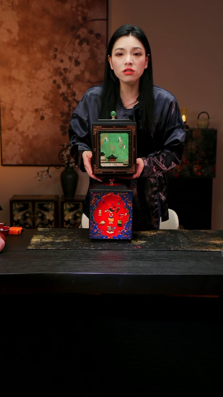 壹藏贰宝天青瑞鹤18CM茶叶罐