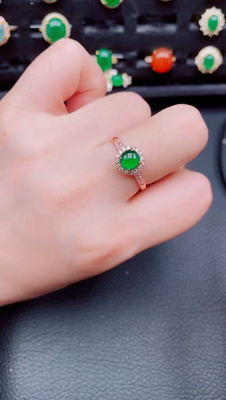 【闪购商品】翡翠戒指银S925镶嵌天然a货翡翠140