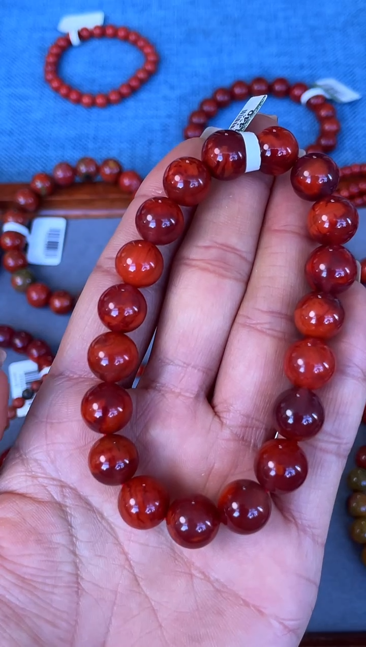 未镶嵌手串南红玛瑙N80凉山瓦西料原矿S级妖火焰10mm单圈
