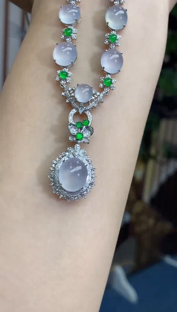 翡翠18K金镶嵌颈饰549-中国好珍宝