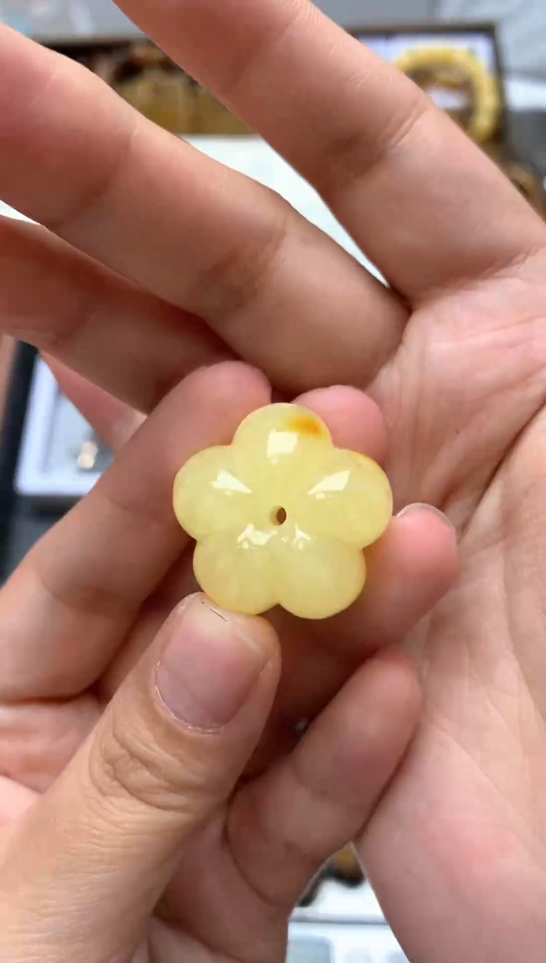 【闪购商品】琥珀珠宝奇石未镶嵌094琥珀蜜蜡花粉小坑