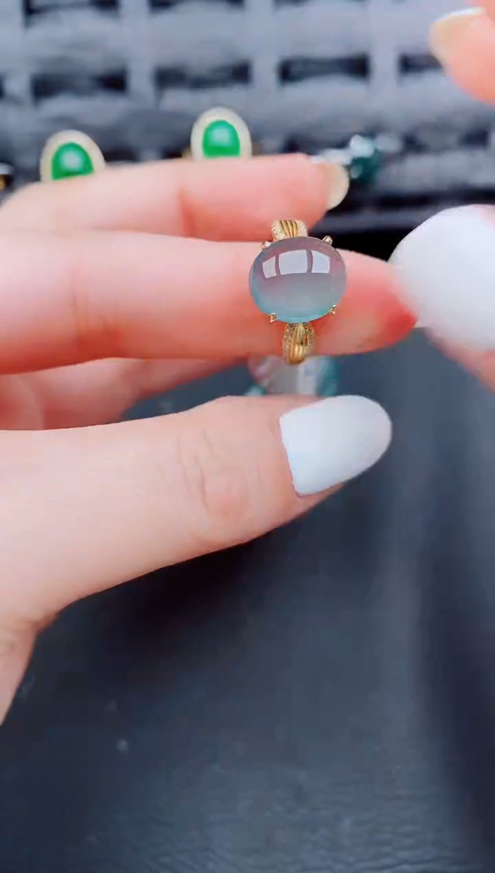 【闪购商品】翡翠戒指银S925镶嵌天然a货翡翠887