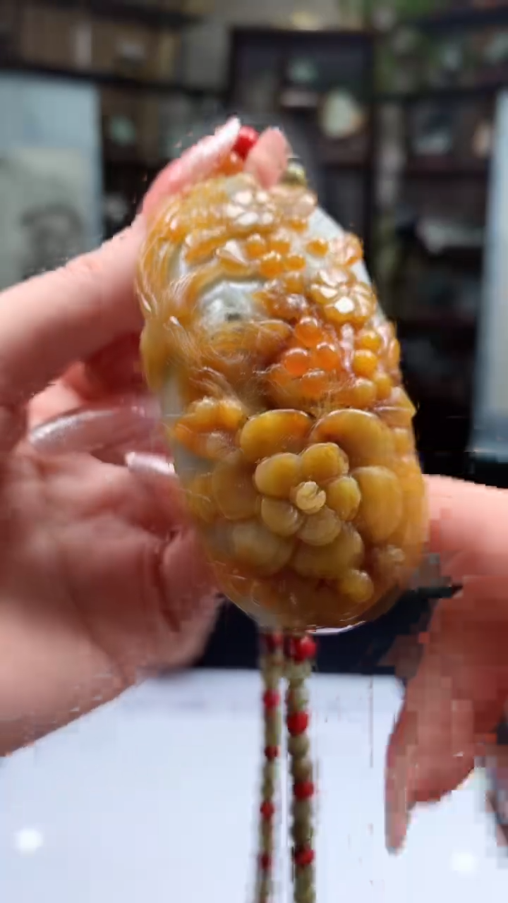 【闪购商品】定制翡翠18K金镶嵌1076ry-毛货挂件赠珠链23