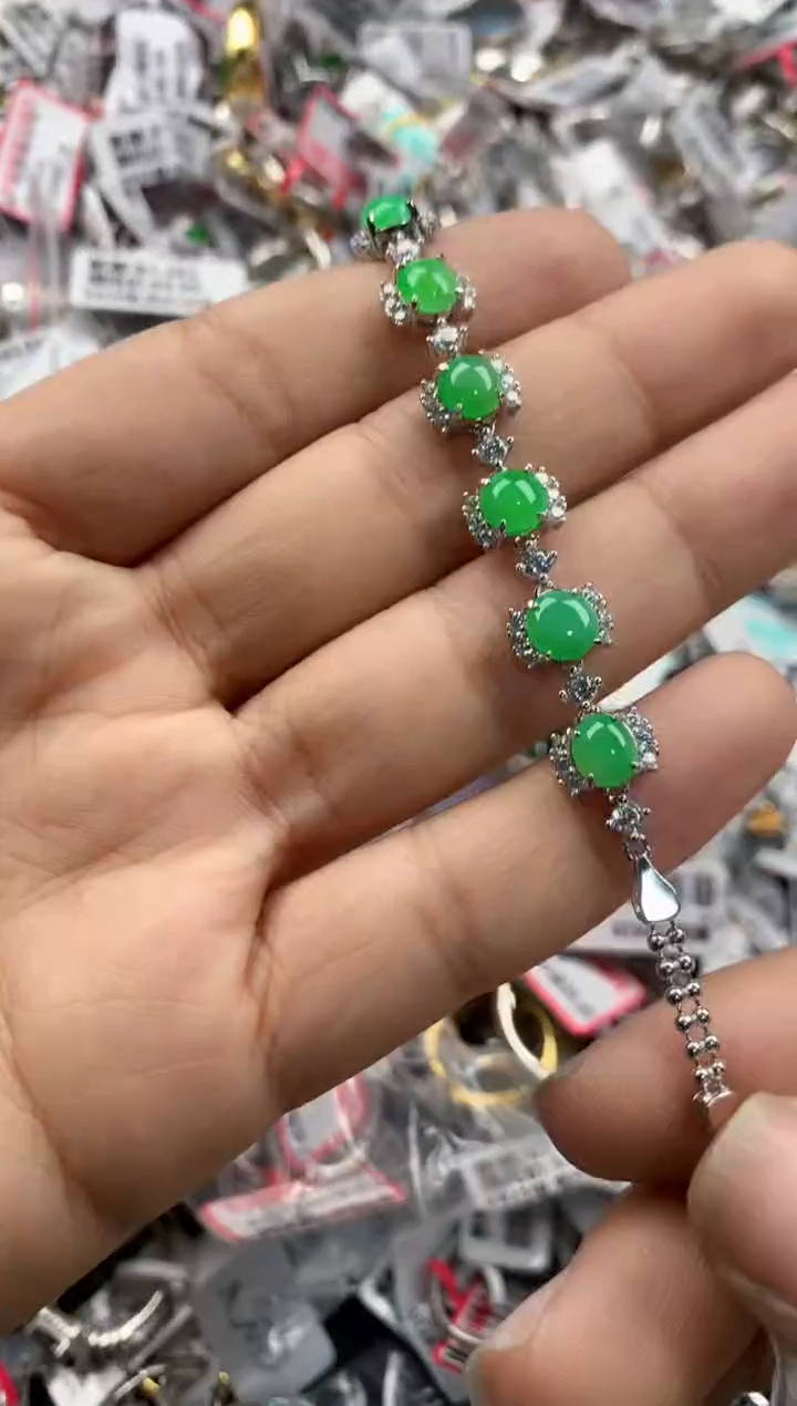 银S925镶嵌戒指翡翠999---6