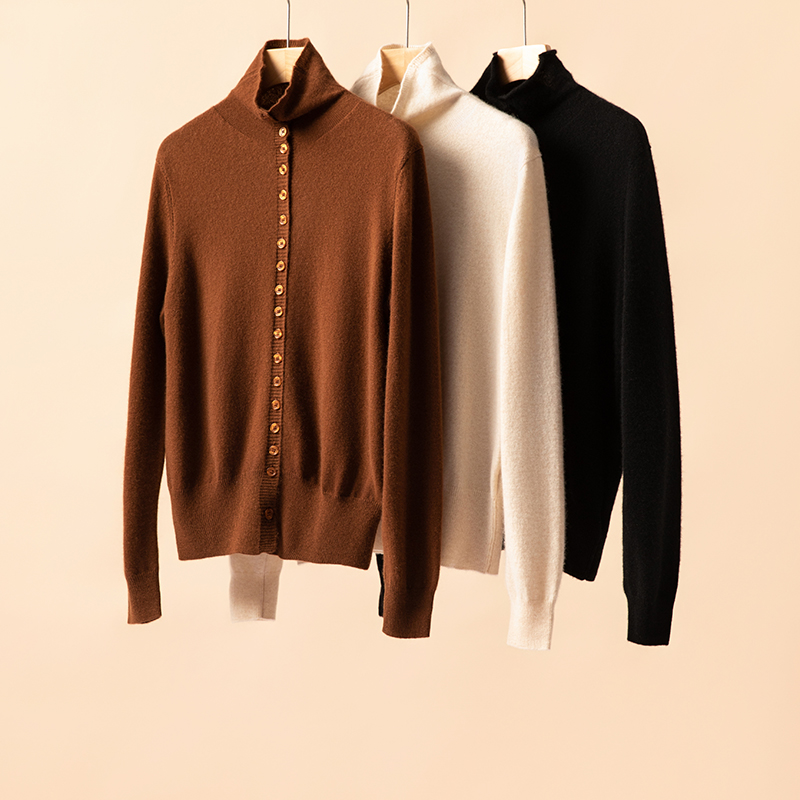 三穿实用派新款！100纯山羊绒多扣开衫羊绒衫外套女CYR240114