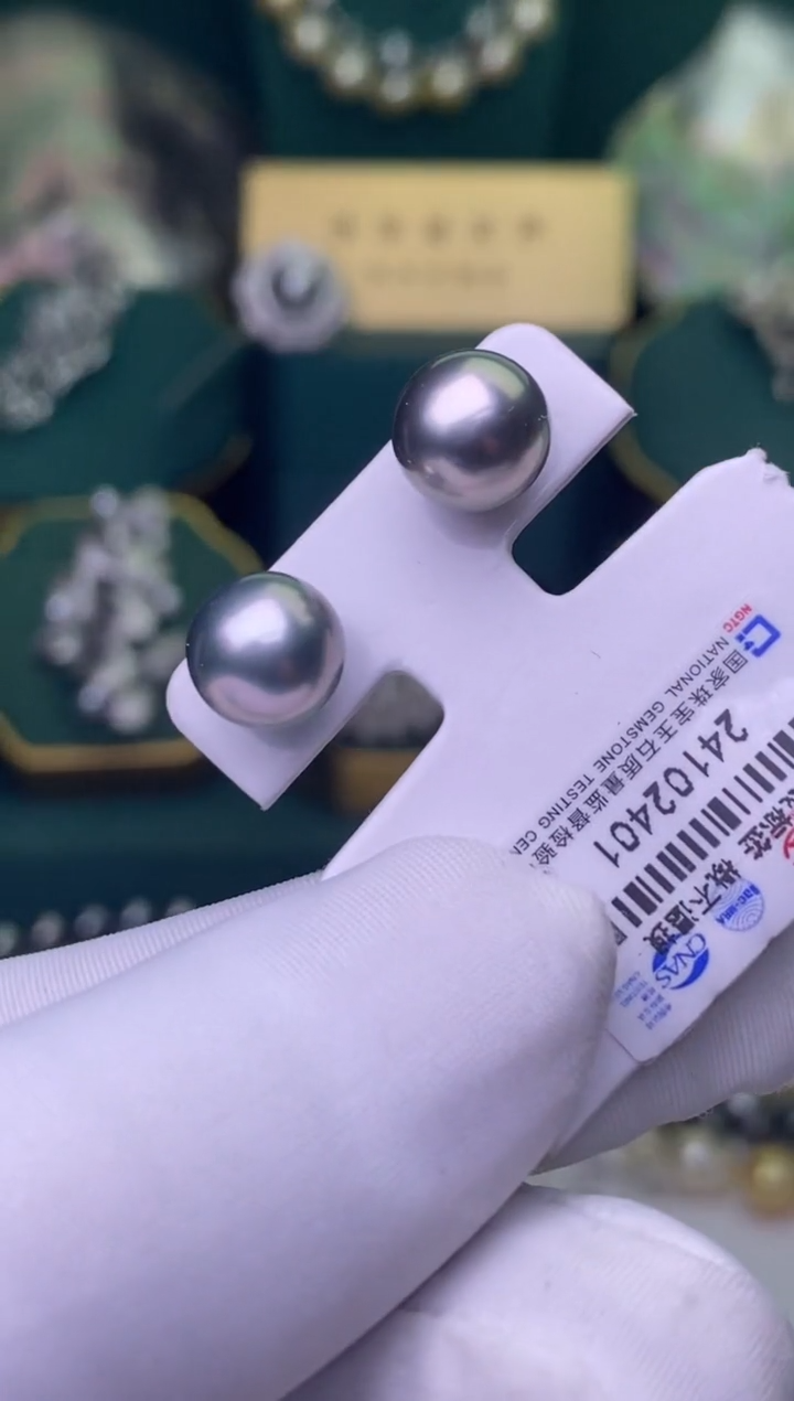 【闪购商品】海水珍珠耳饰18K金镶嵌9-10