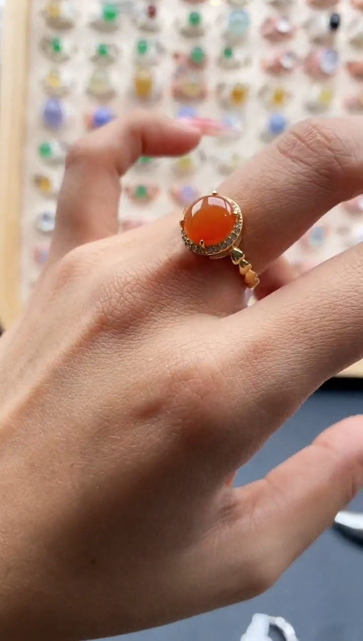 【闪购商品】翡翠戒指银S925镶嵌缅甸天然A货翡翠333 2+4