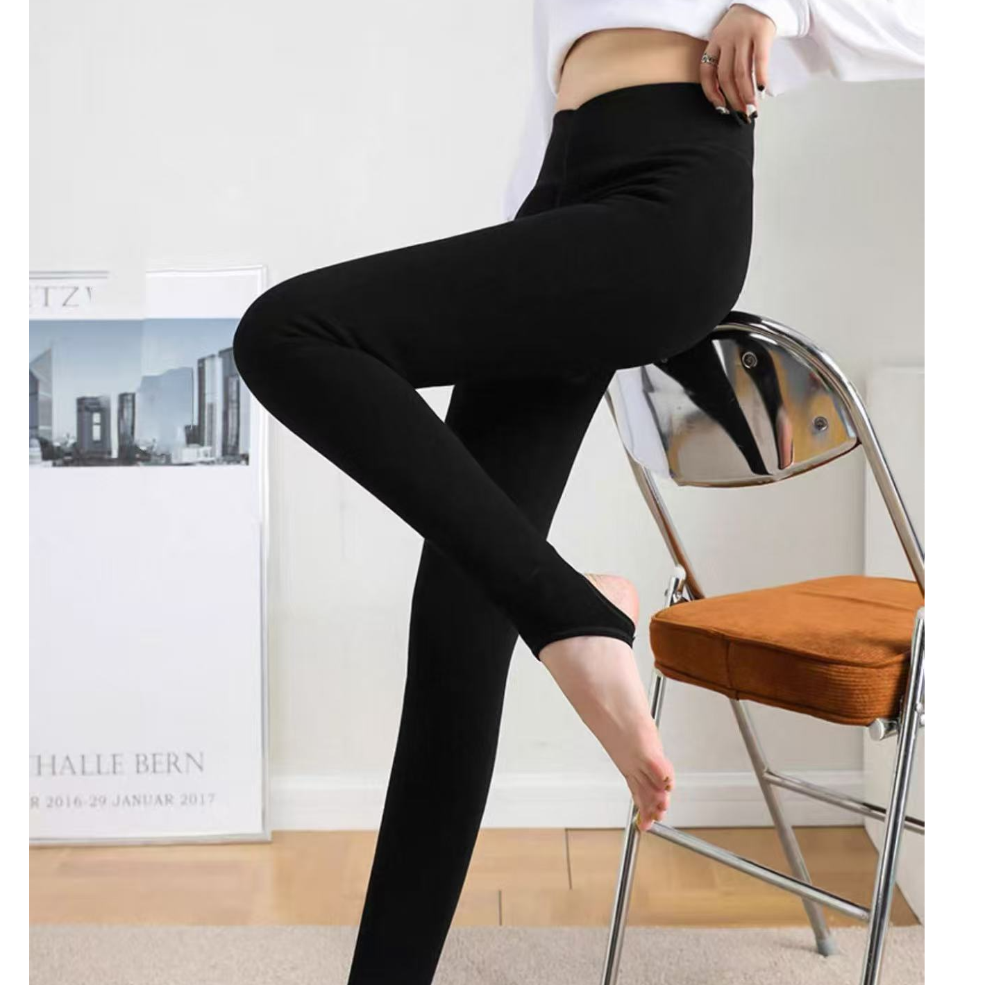 9131-女（冬）内穿外穿羽绒裤（踩脚黑色）