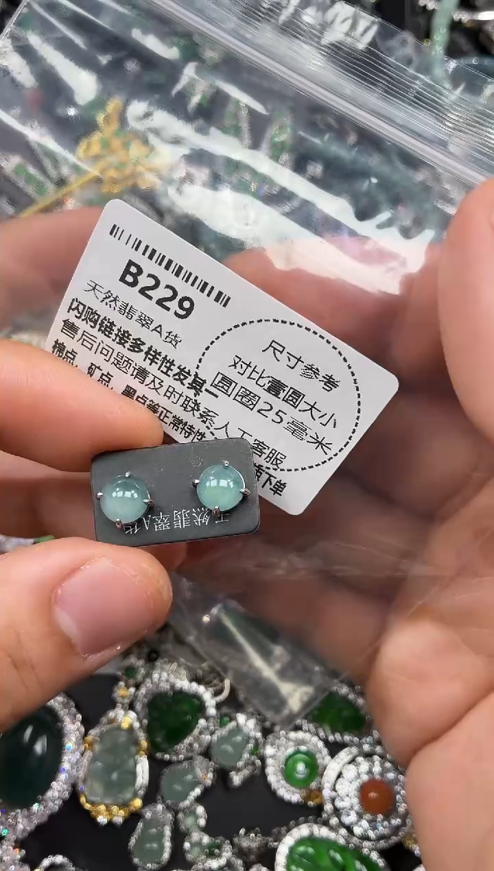 颈饰未镶嵌翡翠B229耳钉