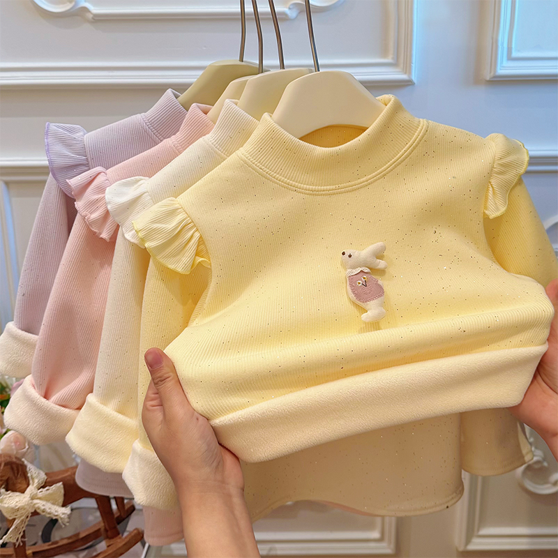 新款秋冬季6-12岁女童加绒加厚卫衣打底衣长袖女宝宝潮款儿童童装