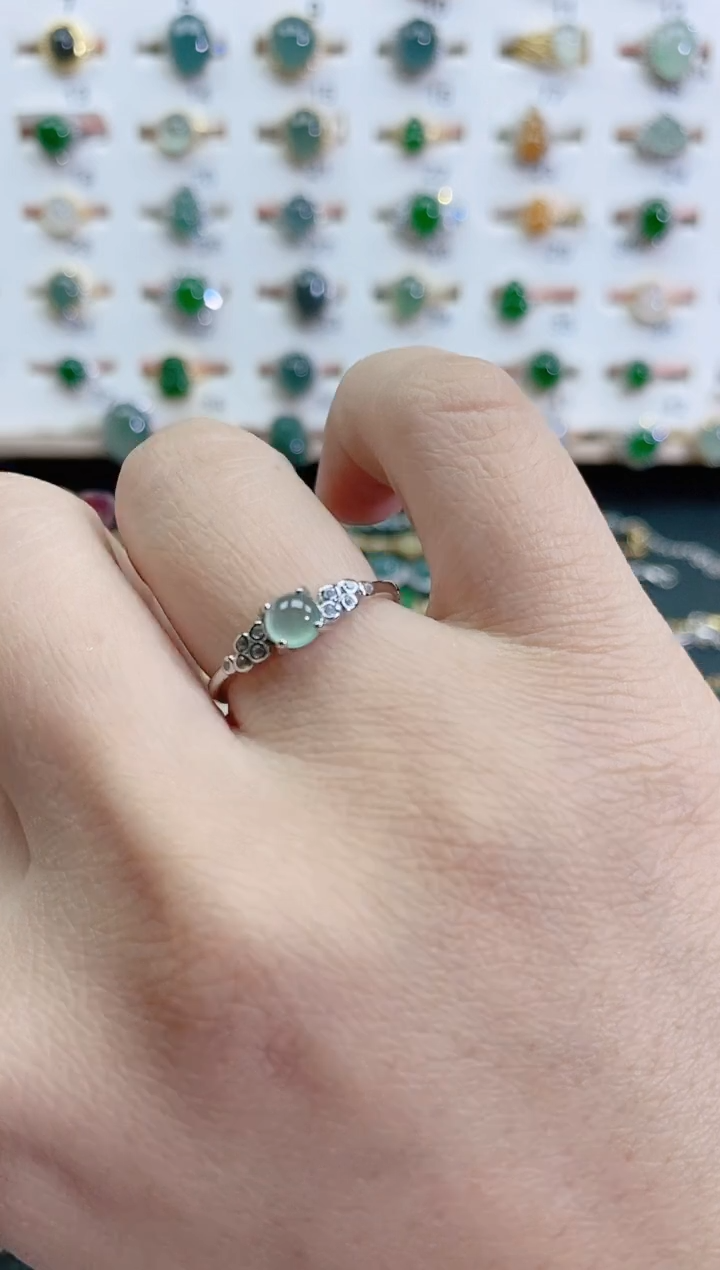 银S925镶嵌戒指翡翠天然翡翠