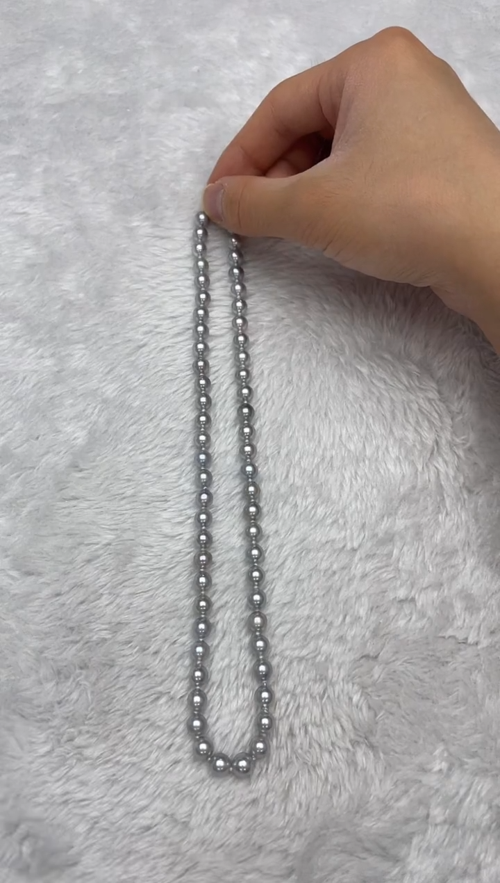 项链银S925镶嵌海水珍珠AK真多麻6.5-7mm