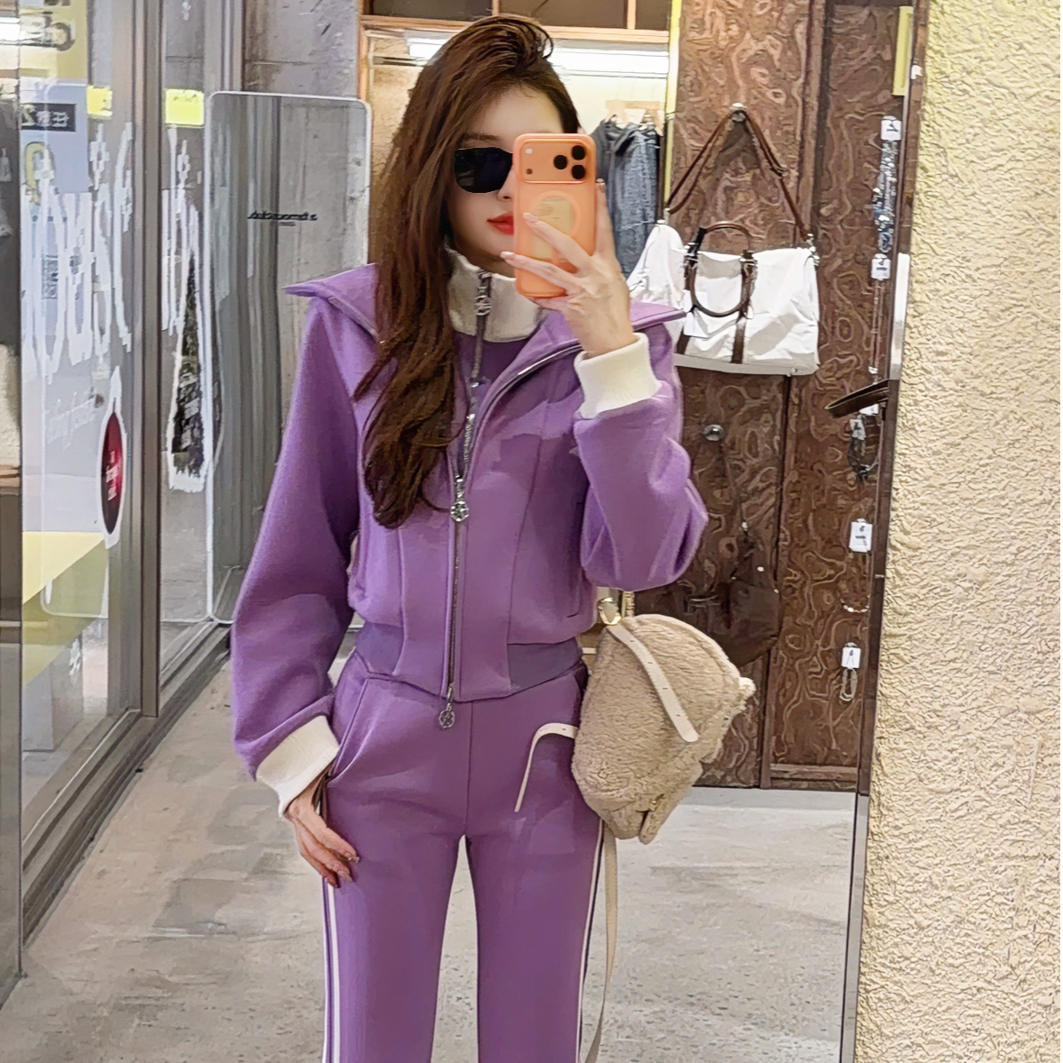 【十一家】原创高领假两件加绒保暖外套女+长裤半裙三件套LJD12041