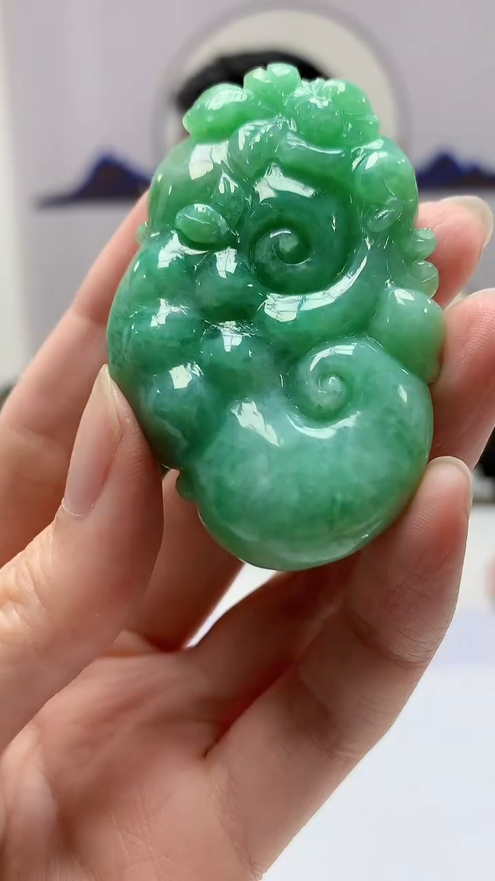 【闪购商品】定制翡翠未镶嵌5152zm-毛货挂件如意124