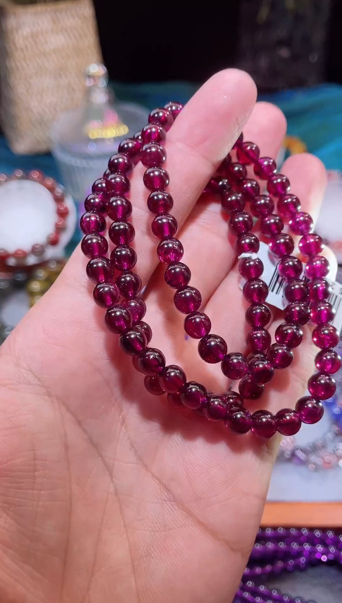 未镶嵌手串石榴石（紫牙乌）紫牙乌石榴石多圈6m+