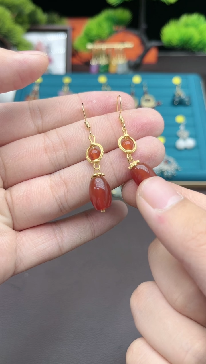 【闪购商品】南红玛瑙耳饰银S925镶嵌525000